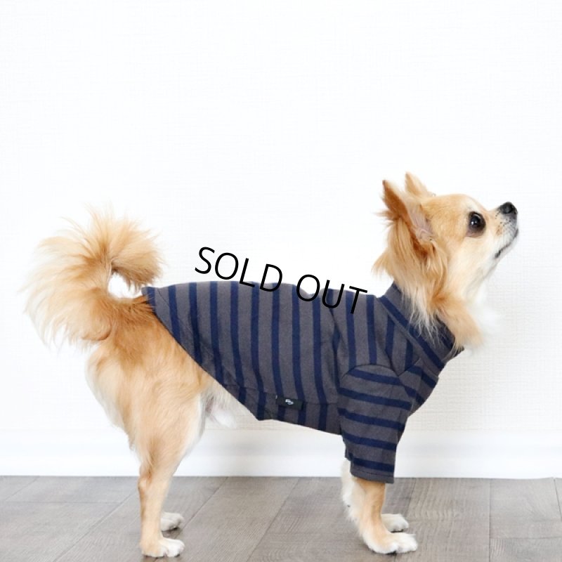 画像3: ボーダーハイネックカットソー(チャコールxネイビー) (3)