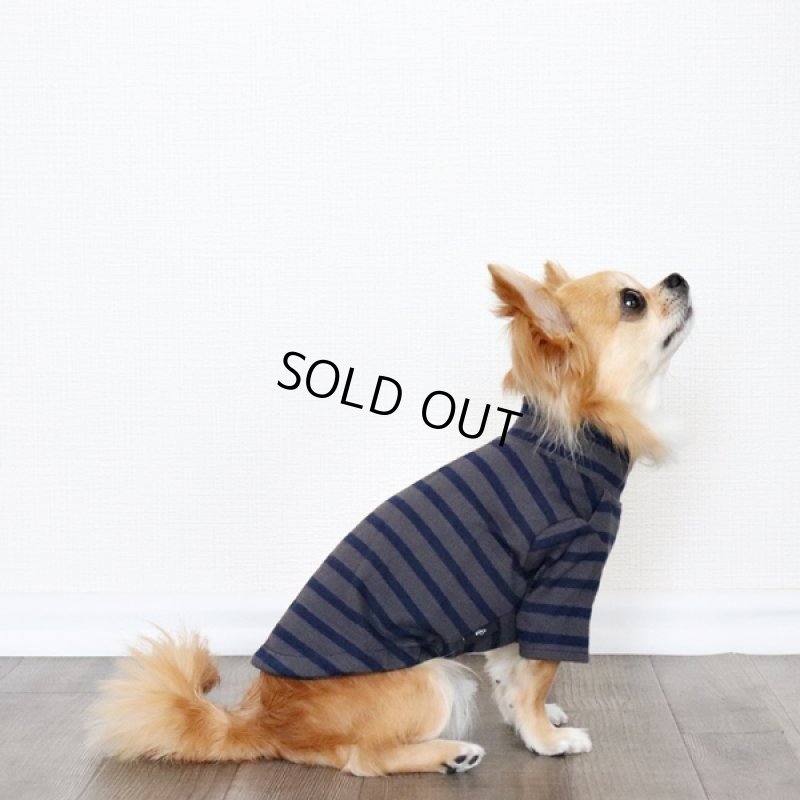 画像4: ボーダーハイネックカットソー(チャコールxネイビー) (4)