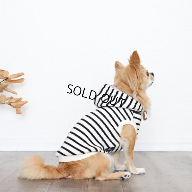 画像11: 【再販売】ボーダーノースリーブパーカー（アイボリー×ダークネイビー） (11)