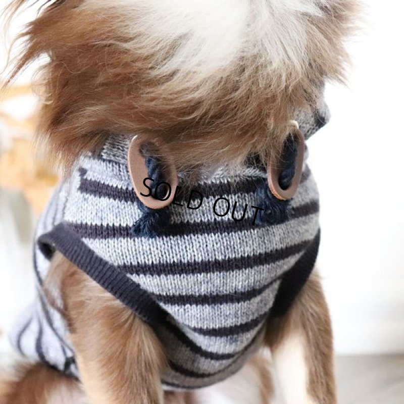 画像16: 【再販売】ボーダーノースリーブパーカー（ブルーグレー×ネイビー） (16)