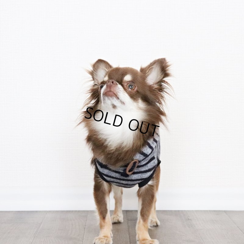 画像7: 【再販売】ボーダーノースリーブパーカー（ブルーグレー×ネイビー） (7)