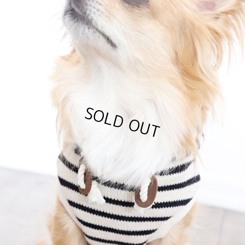 画像15: 【再販売】ボーダーノースリーブパーカー（アイボリー×ダークネイビー） (15)