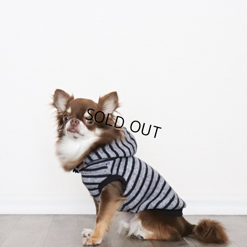 画像2: 【再販売】ボーダーノースリーブパーカー（ブルーグレー×ネイビー） (2)