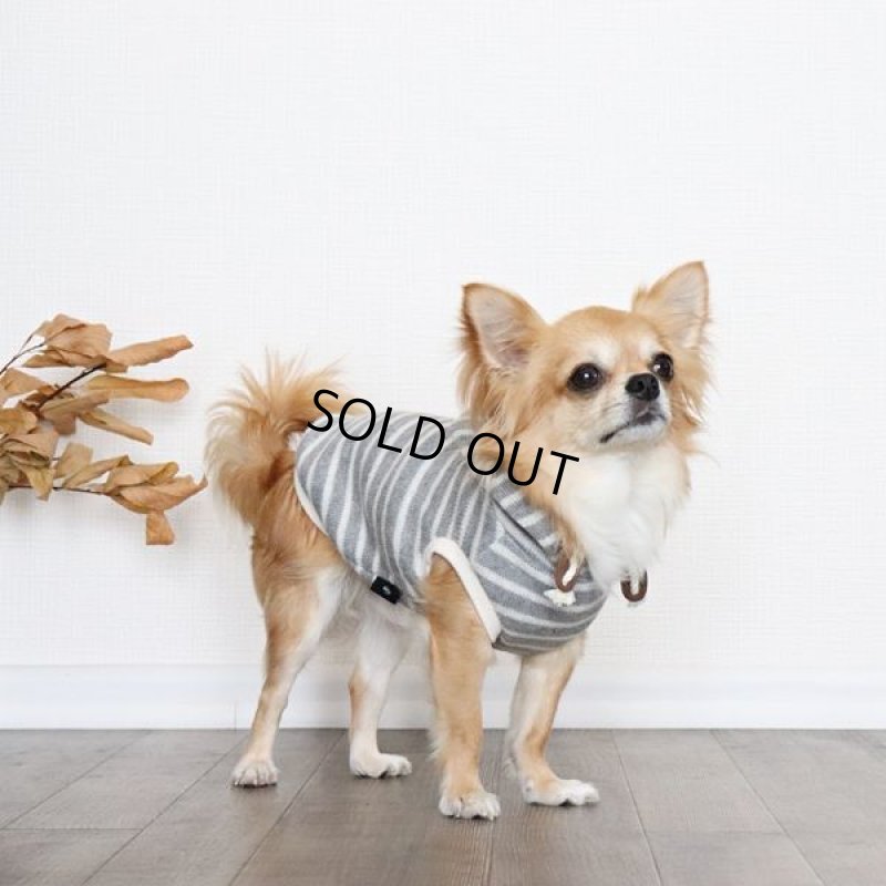 画像10: 【再販売】ボーダーノースリーブパーカー（グレー×アイボリー） (10)