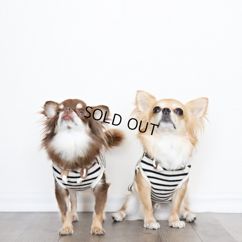 画像13: 【再販売】ボーダーノースリーブパーカー（アイボリー×ダークネイビー） (13)