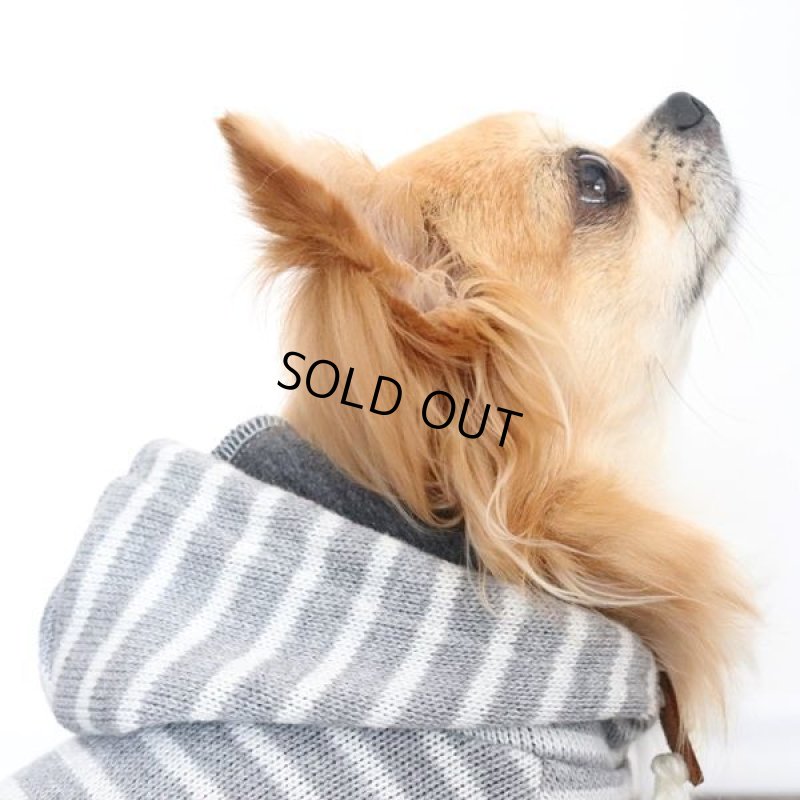 画像14: 【再販売】ボーダーノースリーブパーカー（グレー×アイボリー） (14)