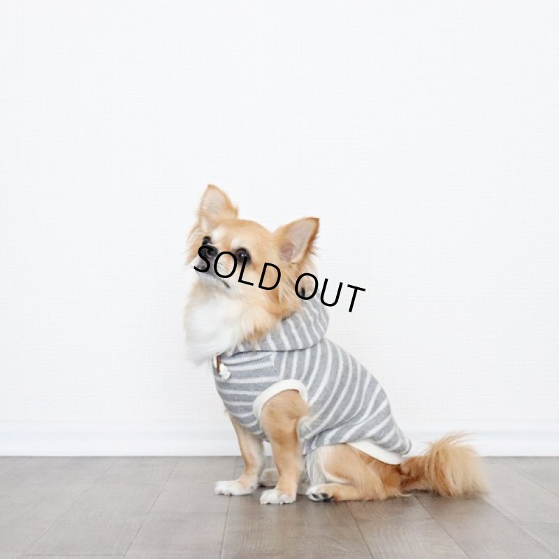 画像7: 【再販売】ボーダーノースリーブパーカー（グレー×アイボリー） (7)