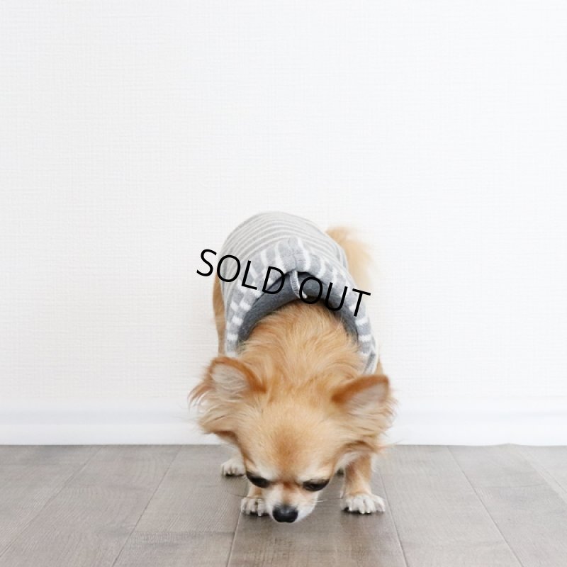 画像4: 【再販売】ボーダーノースリーブパーカー（グレー×アイボリー） (4)