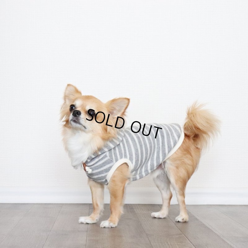 画像6: 【再販売】ボーダーノースリーブパーカー（グレー×アイボリー） (6)