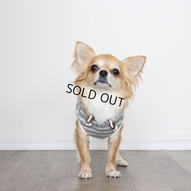 画像3: 【再販売】ボーダーノースリーブパーカー（グレー×アイボリー） (3)