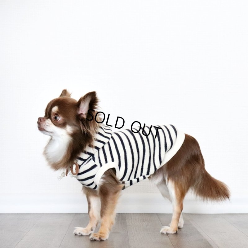 画像6: 【再販売】ボーダーノースリーブパーカー（アイボリー×ダークネイビー） (6)