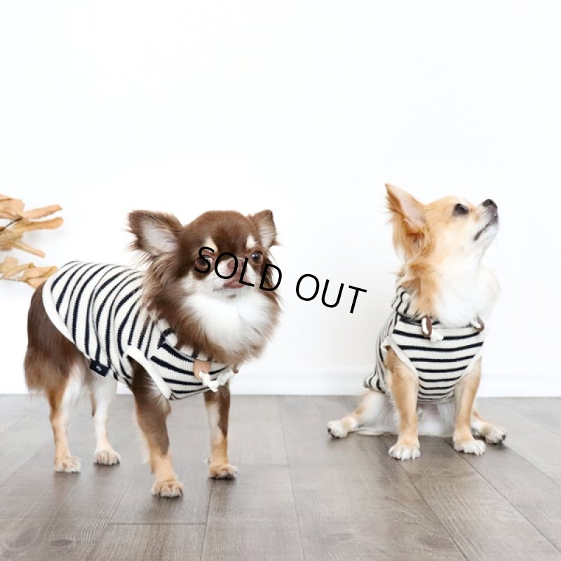 画像12: 【再販売】ボーダーノースリーブパーカー（アイボリー×ダークネイビー） (12)