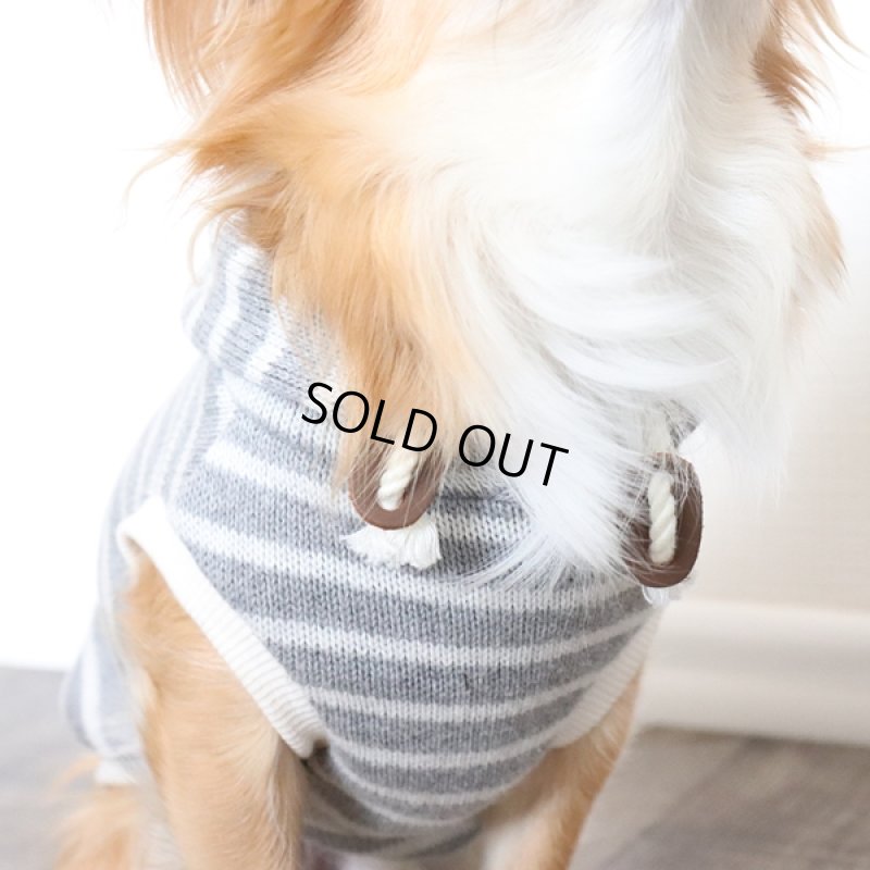 画像15: 【再販売】ボーダーノースリーブパーカー（グレー×アイボリー） (15)