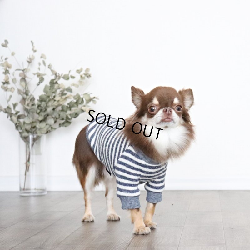 画像2: ボーダーニット プルオーバー(ネイビー) (2)