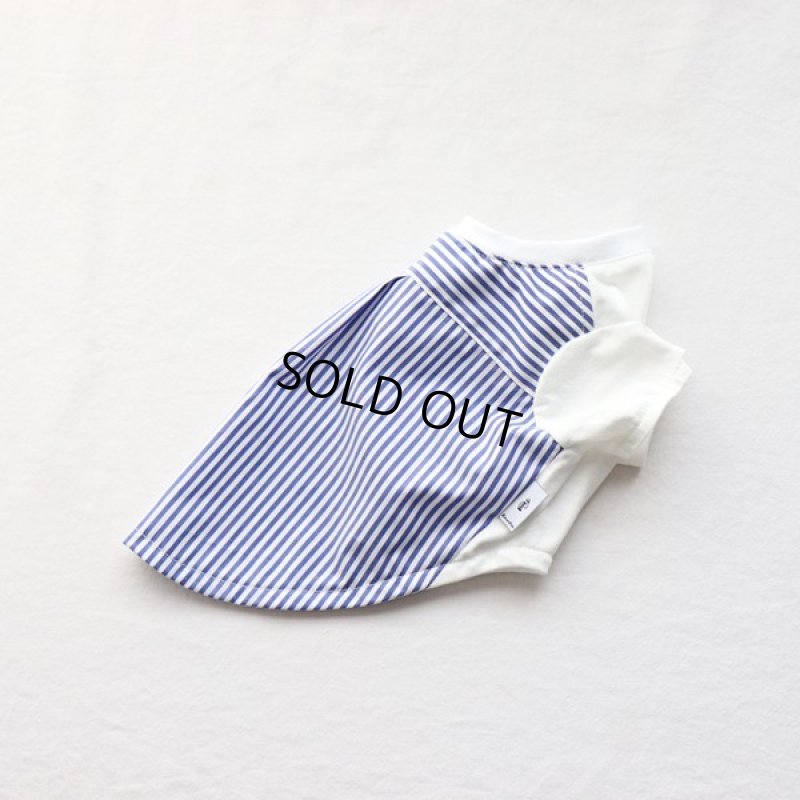 画像20: 異素材ミックス トップス（ブルーストライプ×ホワイト） (20)