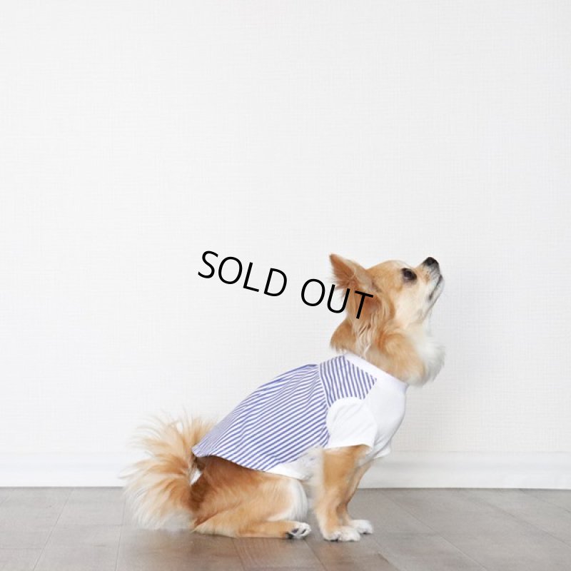 画像12: 異素材ミックス トップス（ブルーストライプ×ホワイト） (12)