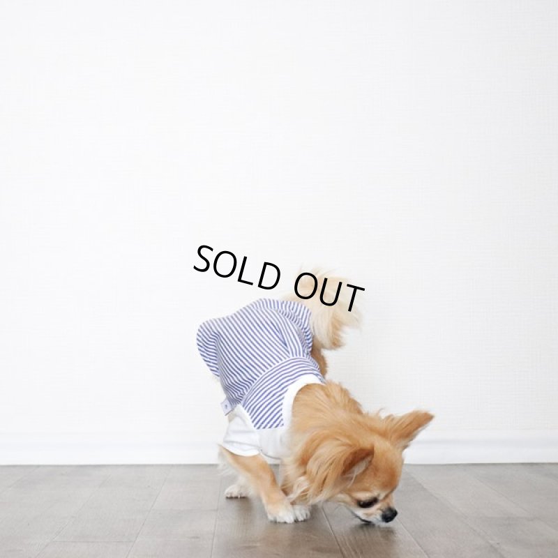 画像15: 異素材ミックス トップス（ブルーストライプ×ホワイト） (15)