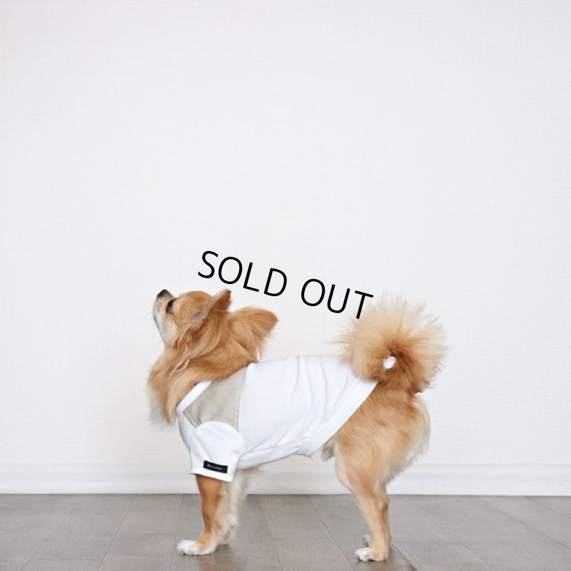 画像9: 異素材ミックストップス　ポケットデザイン（ベージュ×ホワイト） (9)