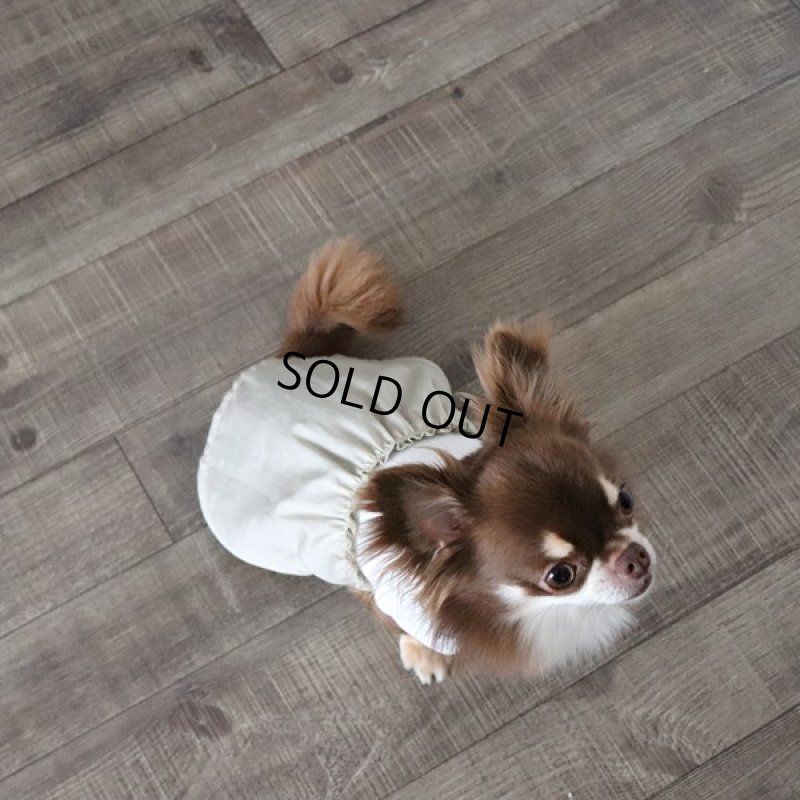 画像14: 異素材ミックストップス ワンピースデザイン（ベージュ×ホワイト） (14)