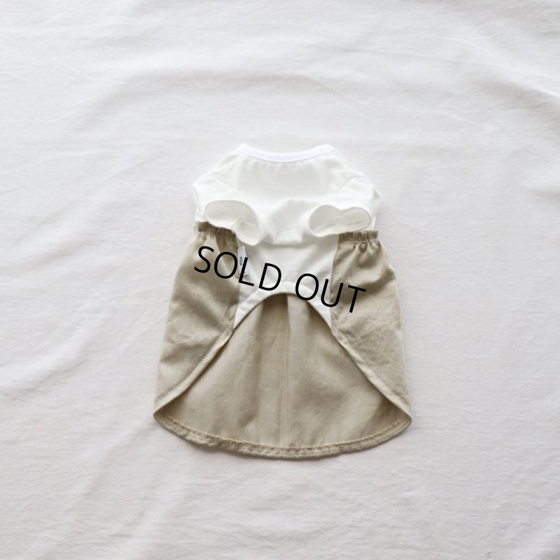 画像19: 異素材ミックストップス ワンピースデザイン（ベージュ×ホワイト） (19)