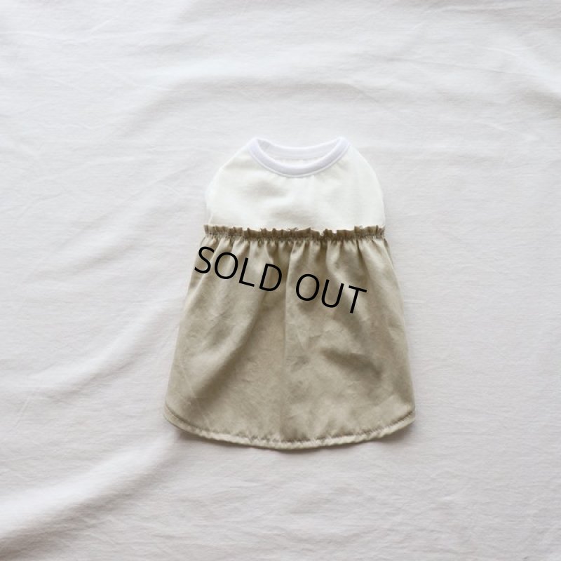 画像17: 異素材ミックストップス ワンピースデザイン（ベージュ×ホワイト） (17)