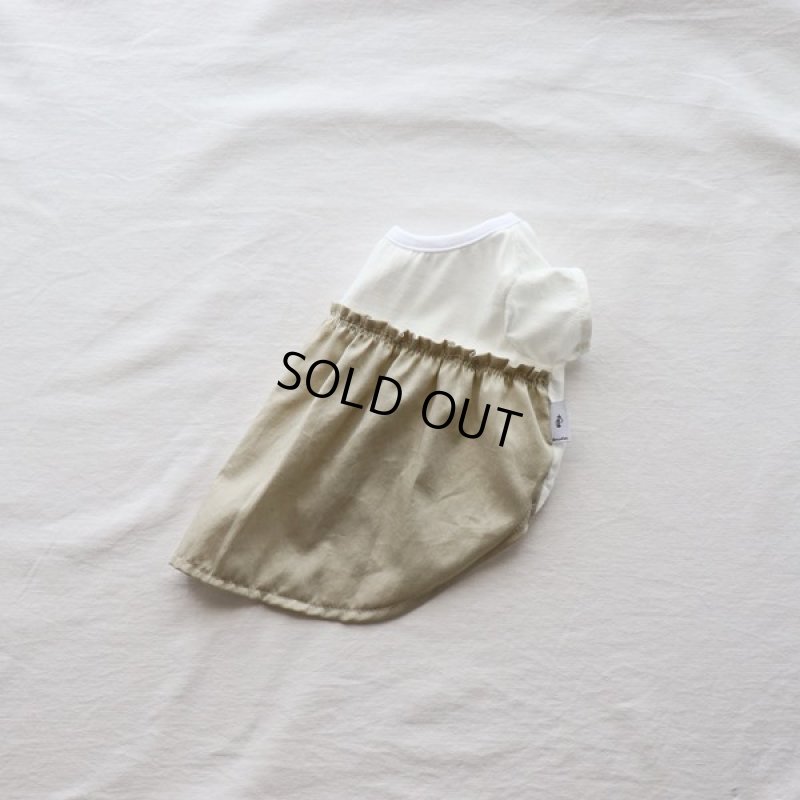 画像18: 異素材ミックストップス ワンピースデザイン（ベージュ×ホワイト） (18)