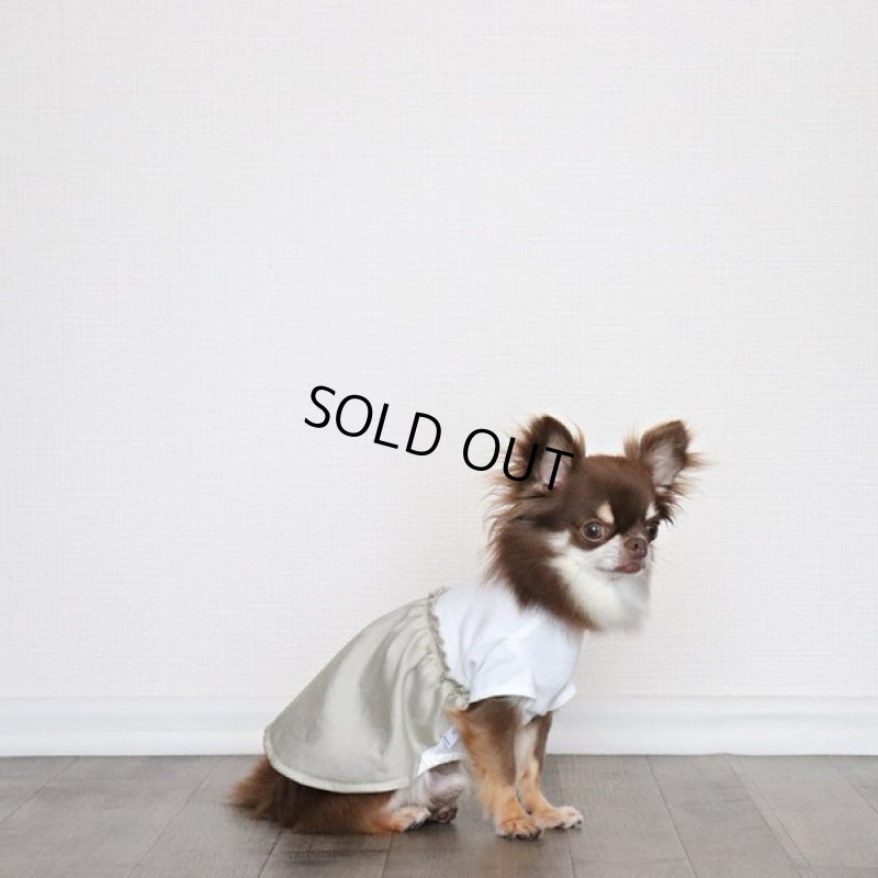 画像5: 異素材ミックストップス ワンピースデザイン（ベージュ×ホワイト） (5)