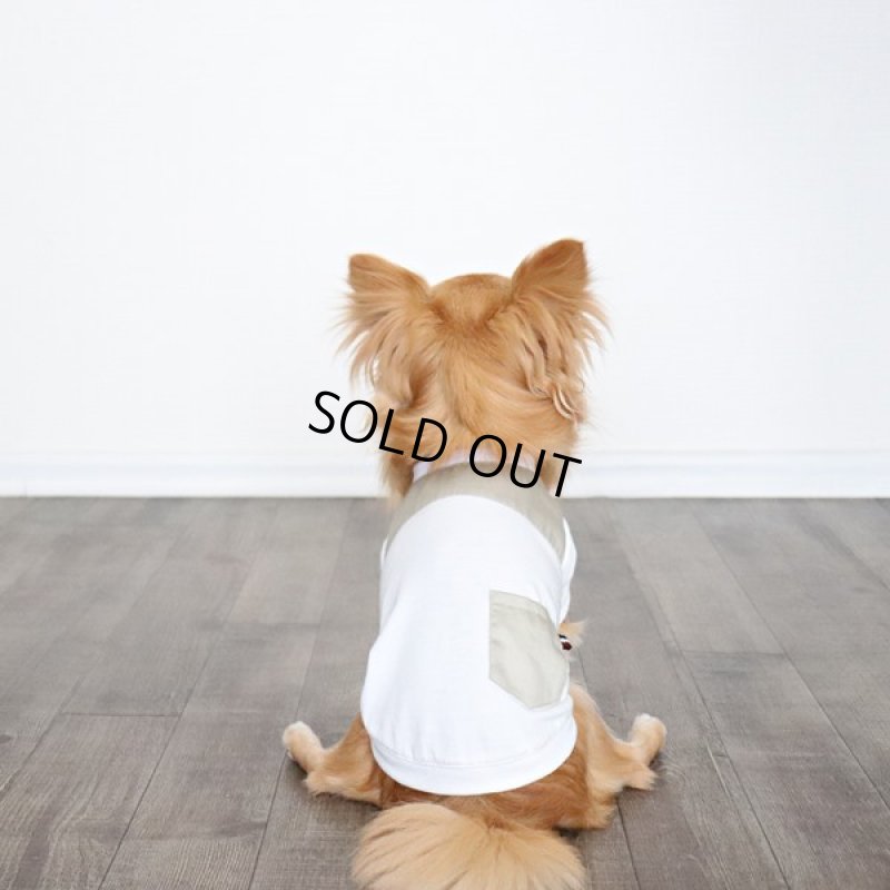 画像11: 異素材ミックストップス　ポケットデザイン（ベージュ×ホワイト） (11)