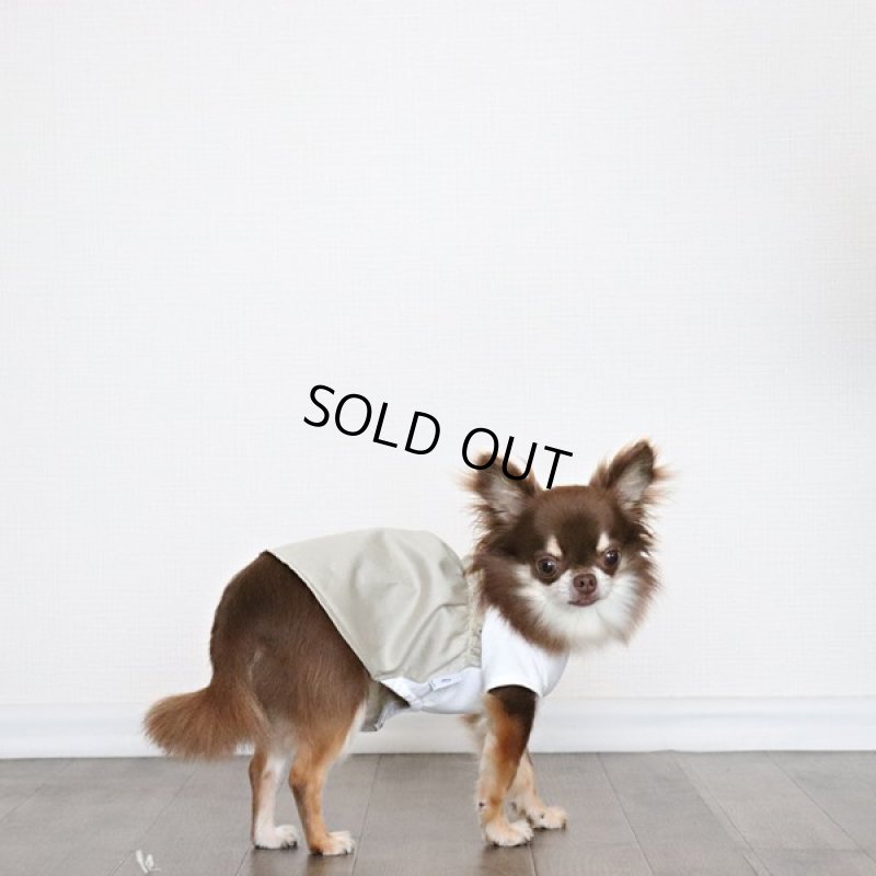 画像2: 異素材ミックストップス ワンピースデザイン（ベージュ×ホワイト） (2)