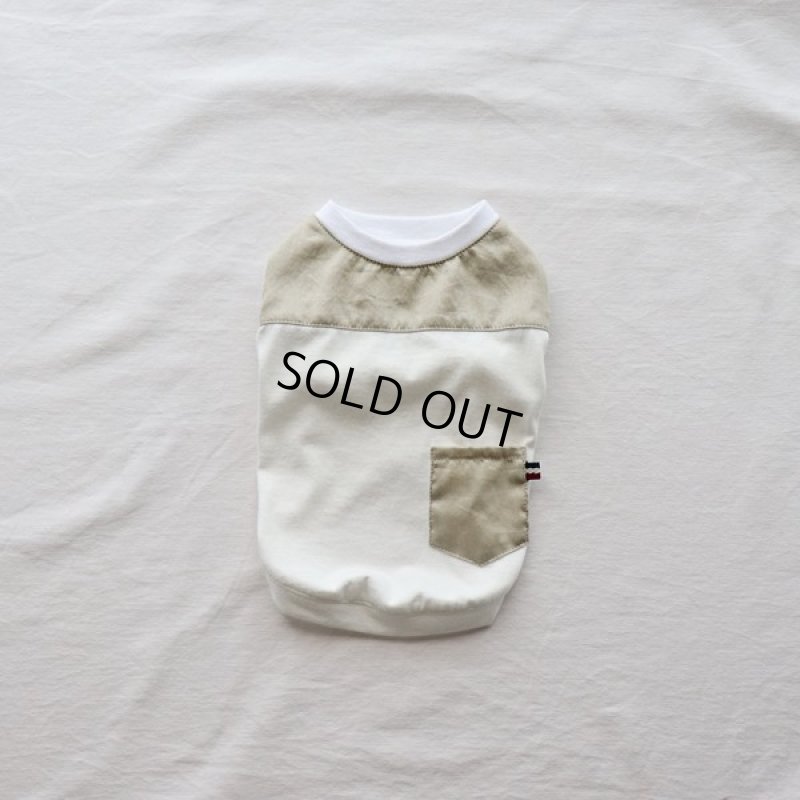 画像16: 異素材ミックストップス　ポケットデザイン（ベージュ×ホワイト） (16)