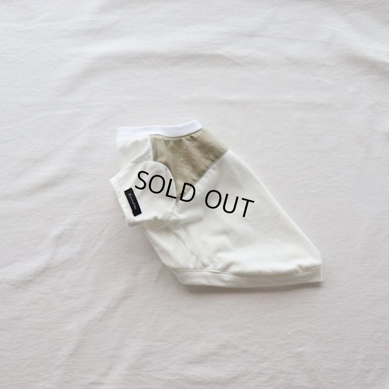 画像18: 異素材ミックストップス　ポケットデザイン（ベージュ×ホワイト） (18)