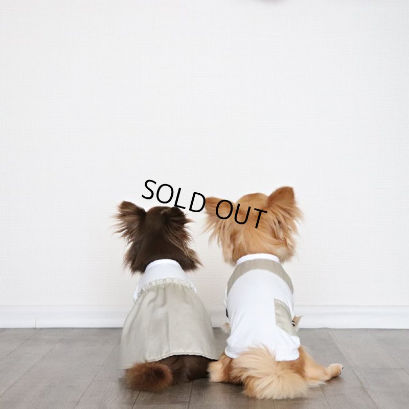 画像13: 異素材ミックストップス　ポケットデザイン（ベージュ×ホワイト） (13)