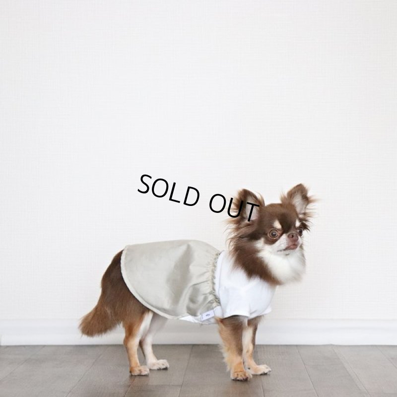 画像4: 異素材ミックストップス ワンピースデザイン（ベージュ×ホワイト） (4)