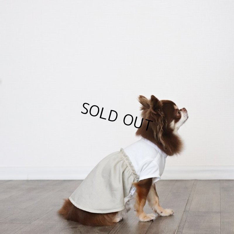 画像3: 異素材ミックストップス ワンピースデザイン（ベージュ×ホワイト） (3)