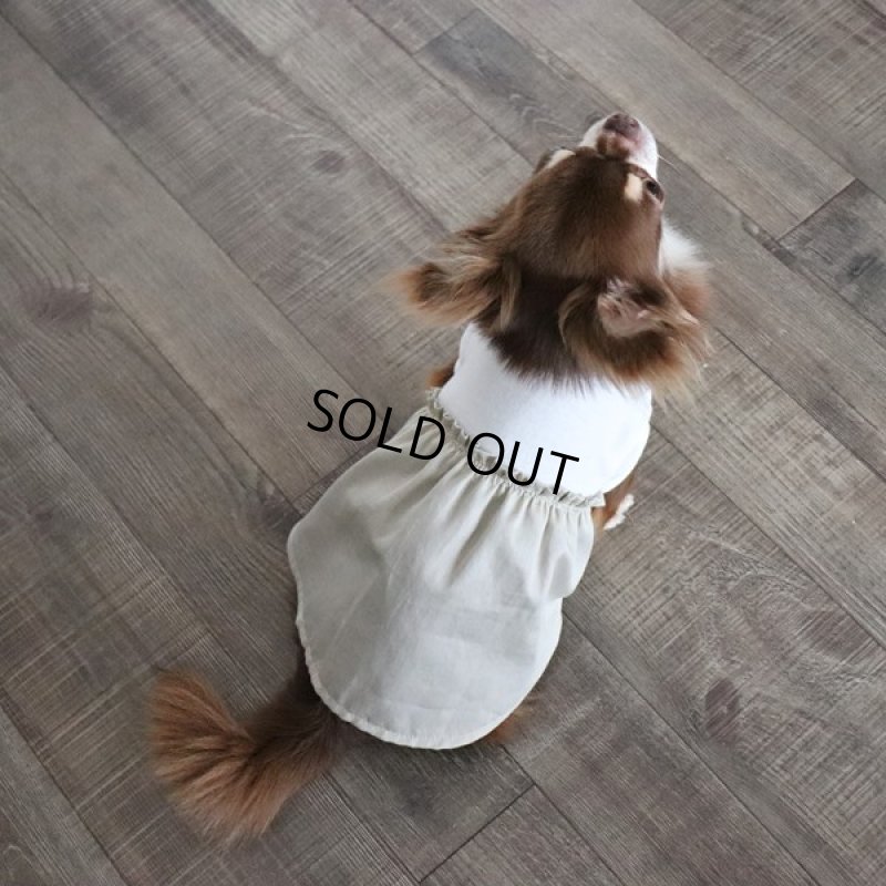 画像15: 異素材ミックストップス ワンピースデザイン（ベージュ×ホワイト） (15)