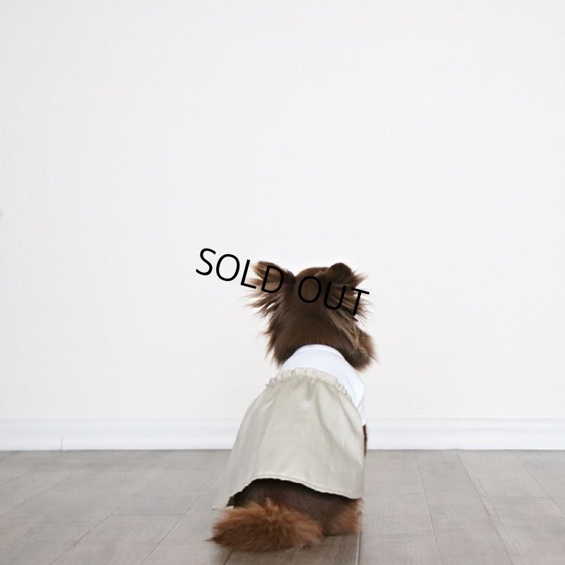 画像11: 異素材ミックストップス ワンピースデザイン（ベージュ×ホワイト） (11)