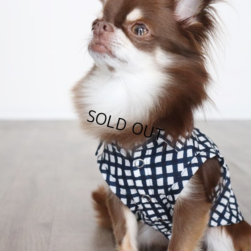 画像11: フリーギンガムのノースリーブシャツ（ネイビー） (11)