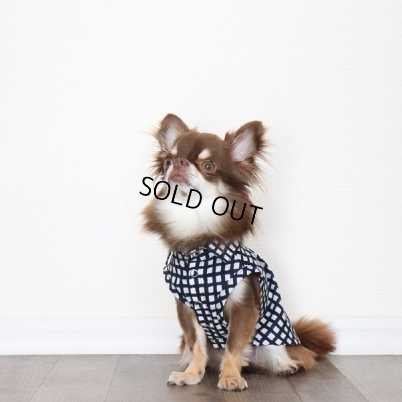 画像5: フリーギンガムのノースリーブシャツ（ネイビー） (5)