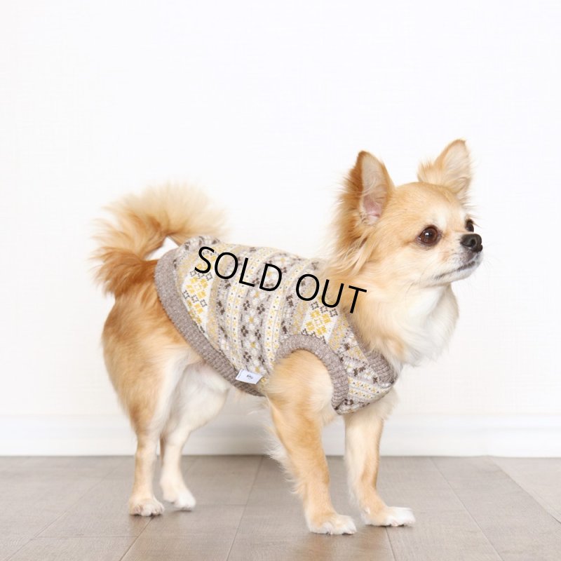 画像2: Vネックニットベスト（ブラウンマスタード） (2)