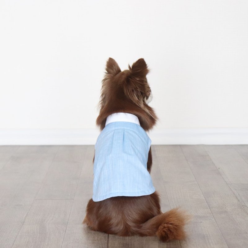 画像18: 自分好みに選べる綿麻ノースリーブシャツ（スカイブルー×ホワイト） (18)