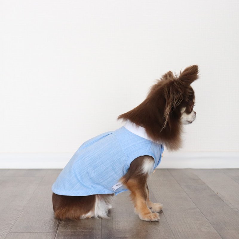 画像16: 自分好みに選べる綿麻ノースリーブシャツ（スカイブルー×ホワイト） (16)