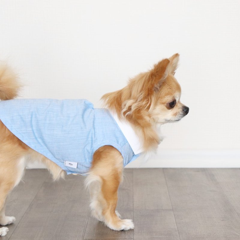 画像10: 自分好みに選べる綿麻ノースリーブシャツ（スカイブルー×ホワイト） (10)