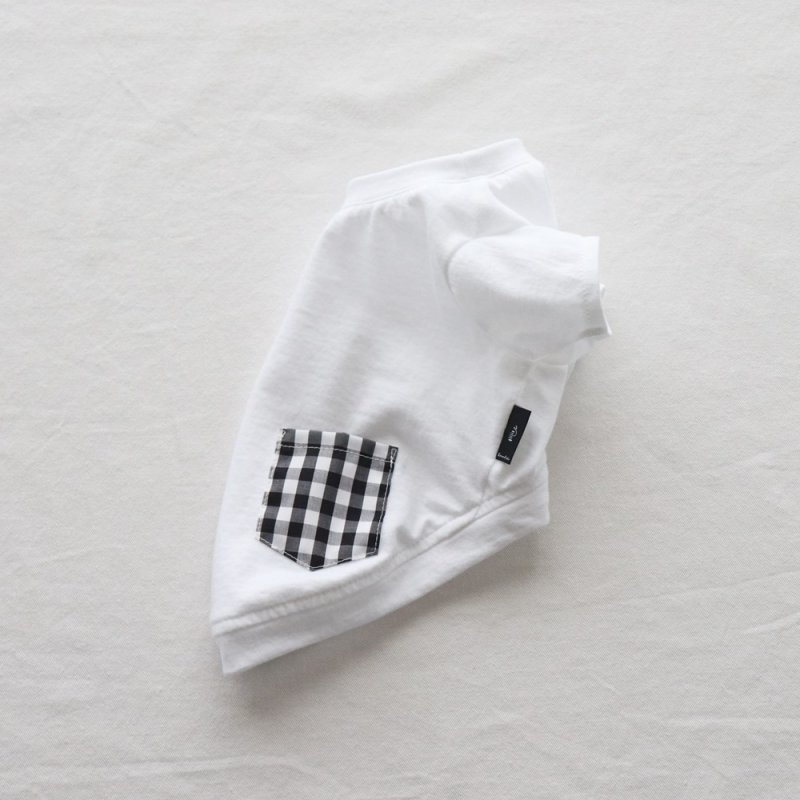画像16: ギンガムチェックポケットつきTシャツ（ホワイト×ブラックギンガム） (16)