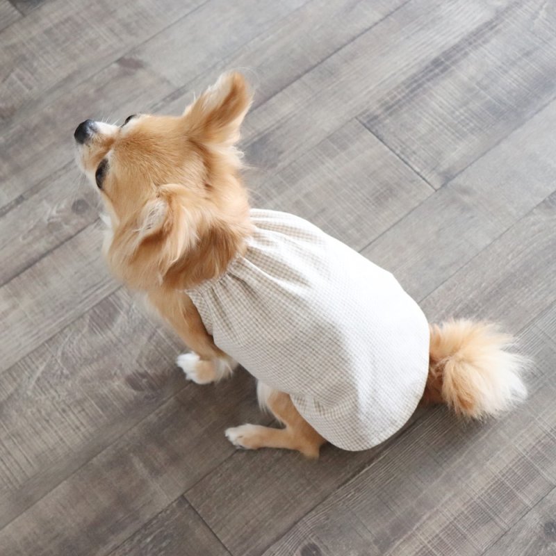 画像2: オールシーズン着られるキャミワンピース(ベージュギンガム) (2)