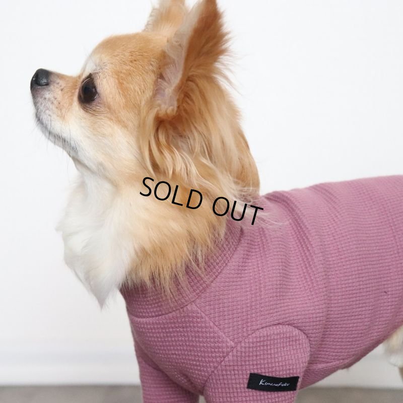 画像7: ワッフル生地のハイネックカットソー（ローズ） (7)