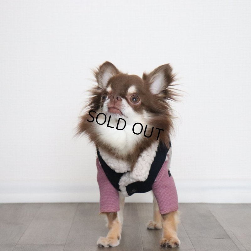 画像11: ワッフル生地のハイネックカットソー（ローズ） (11)