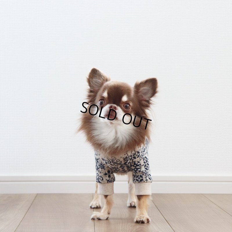 画像3: クロスステッチニット プルオーバー（バニラベージュ×ネイビー） (3)