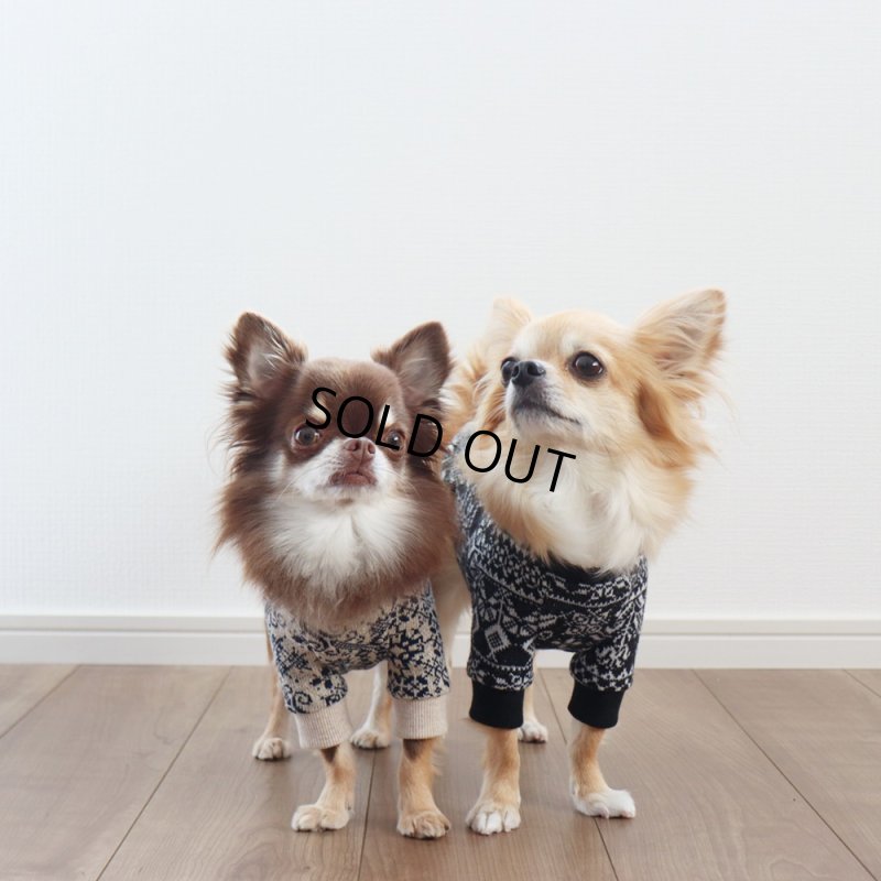 画像11: クロスステッチニット プルオーバー（バニラベージュ×ネイビー） (11)