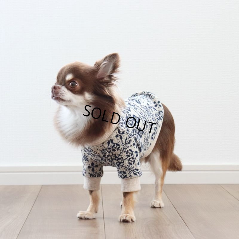 画像6: クロスステッチニット プルオーバー（バニラベージュ×ネイビー） (6)