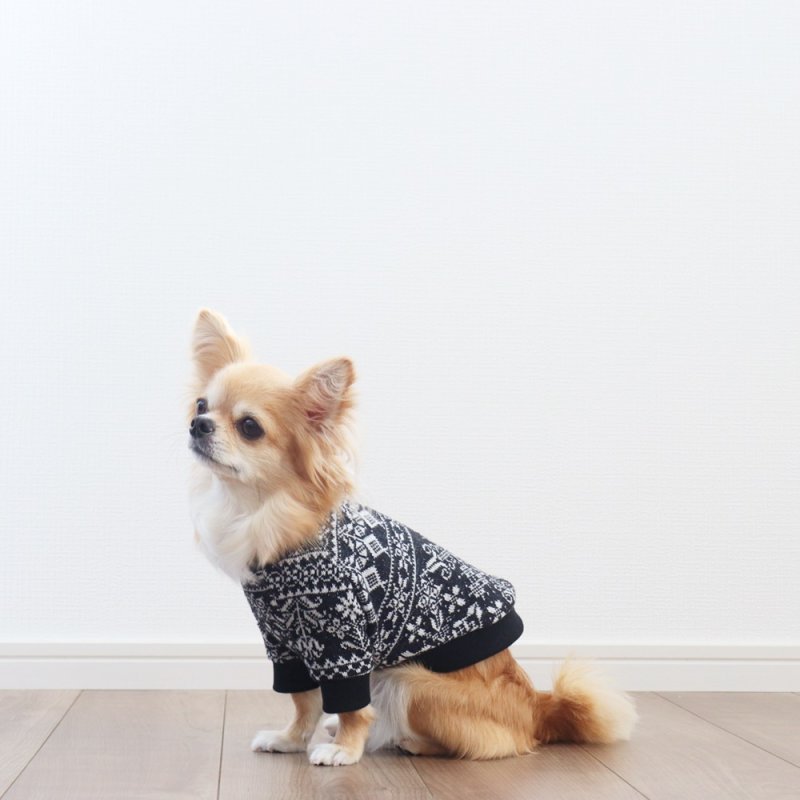 画像2: クロスステッチニット プルオーバー（ブラック×ホワイト） (2)